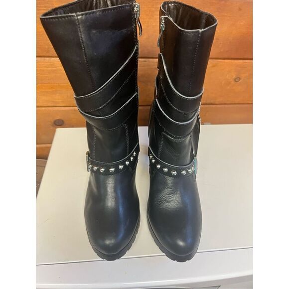 Ride Tec Women's 3 Buckle Riding Boots - Black* Leather * Heeled * Sz 10 - Picture 4 of 10